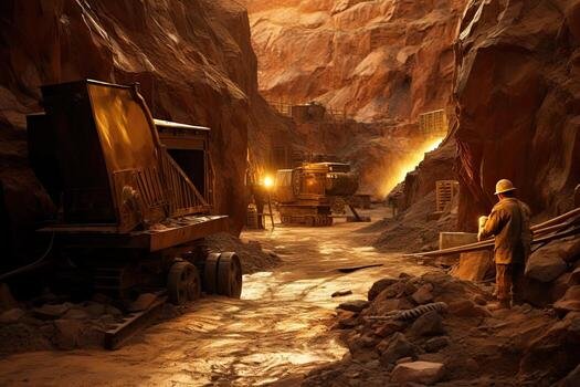 Gold mining haulage trucks underground